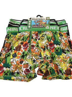 MINECRAFT Boy's XL 14-16 Athletic Boys Briefs Set of 4